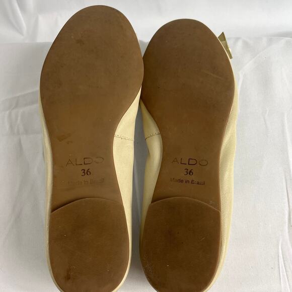 Aldo Beige Bow Cream Classic 1990s Flats Size 36 Cottage Girlcore Coquette Twee - Picture 6 of 6